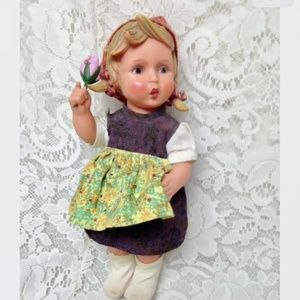 Vintage, German Hummel, Goebel 12in Vinyl Molded Hair Doll